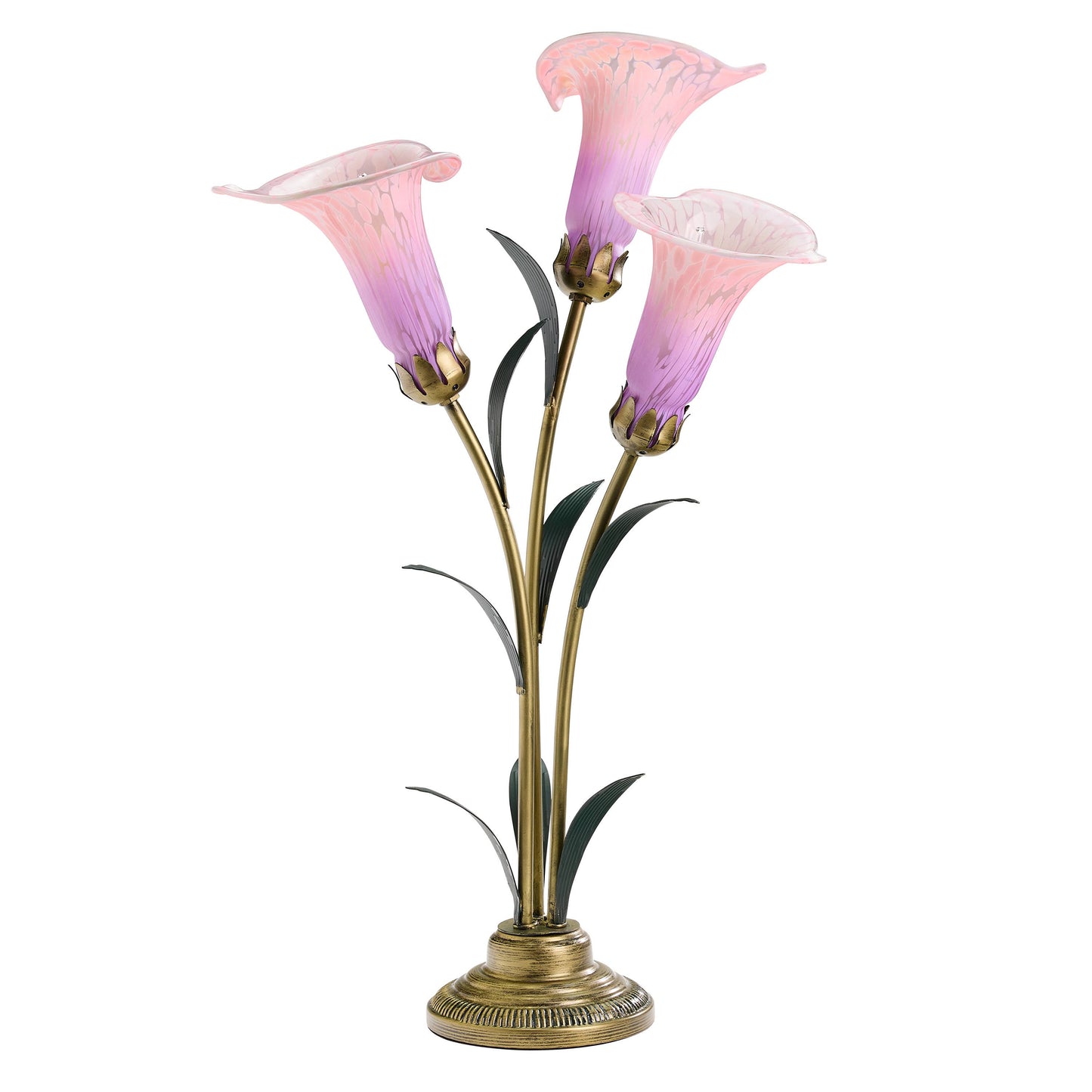 River of Goods - 23.5"H Pink 3 Shade Handblown Glass Calla Lily Table Lamp