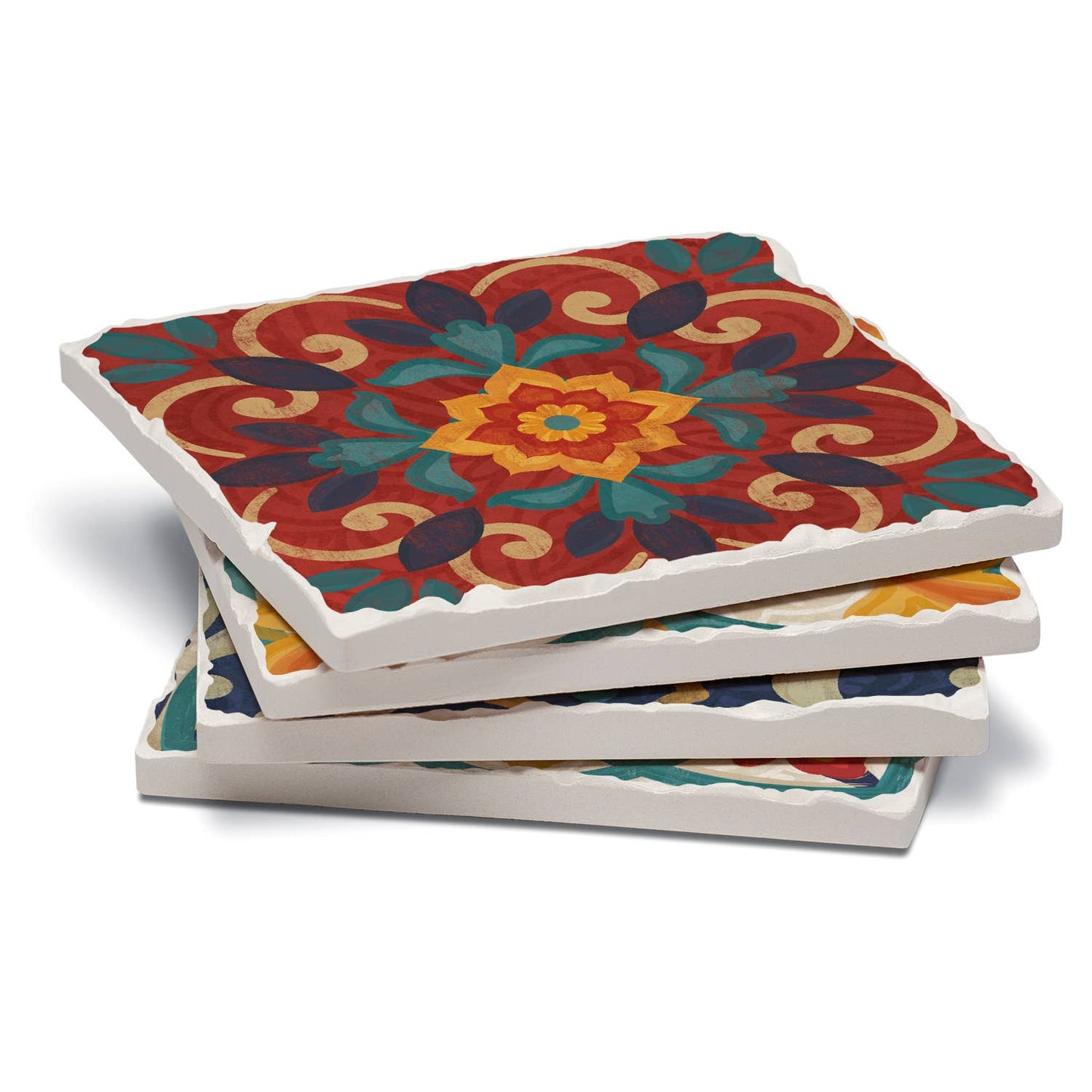 CounterArt/Highland Home/Thirstystone - Spanish Villa Assorted Image Tumbled Tile Coaster 4 Pack