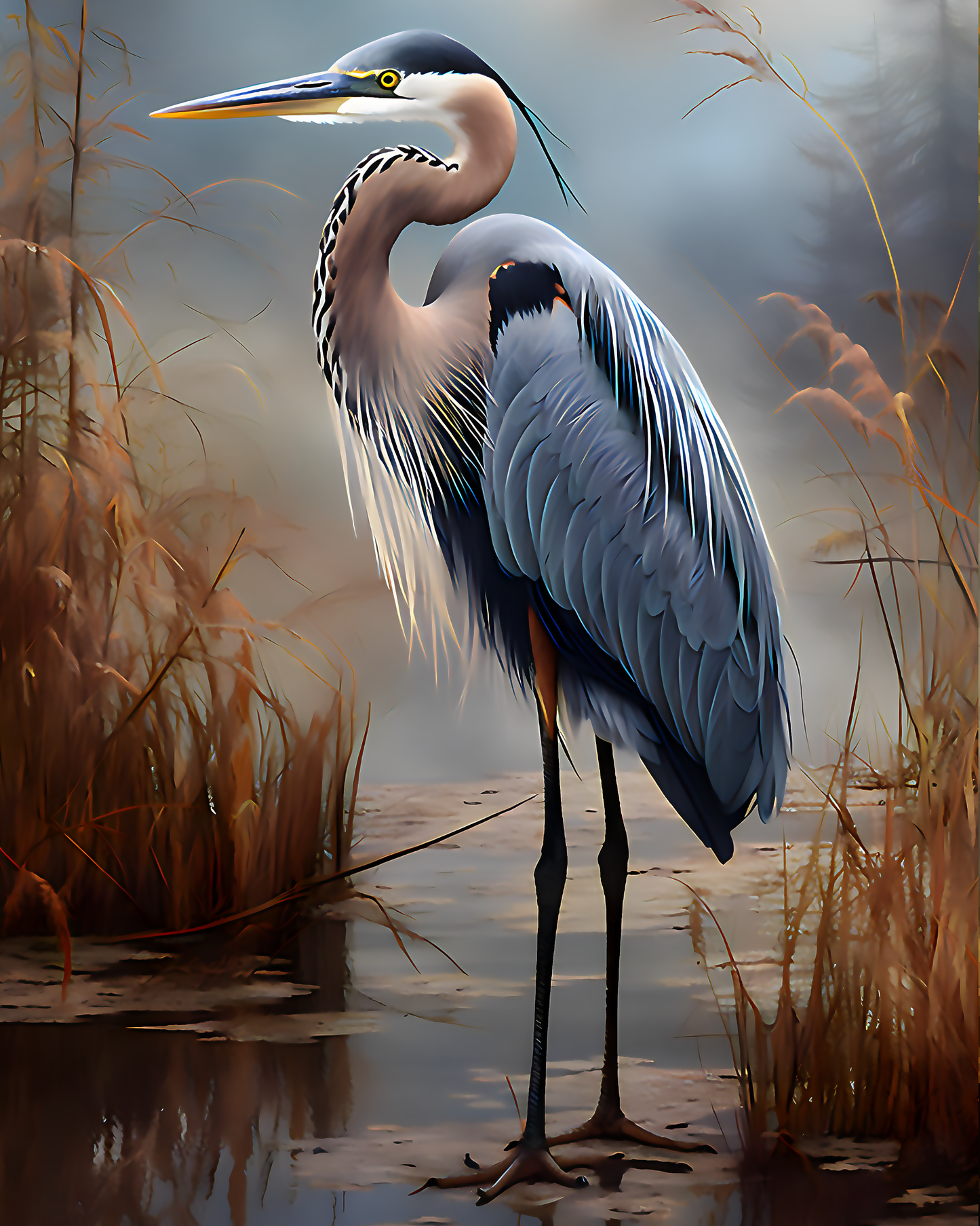 Mowbi - Great Blue Heron - Mowbi's Wildlife  8"x10" Art Print Collection