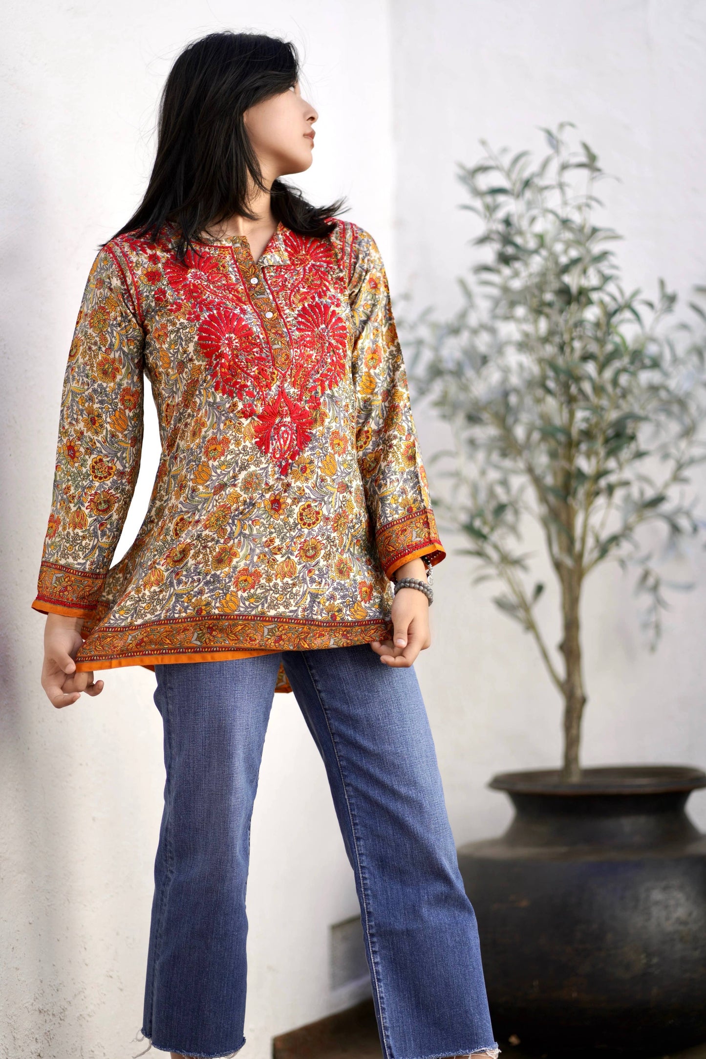Dolma - KDC Emb. Tunic Red Orange: S
