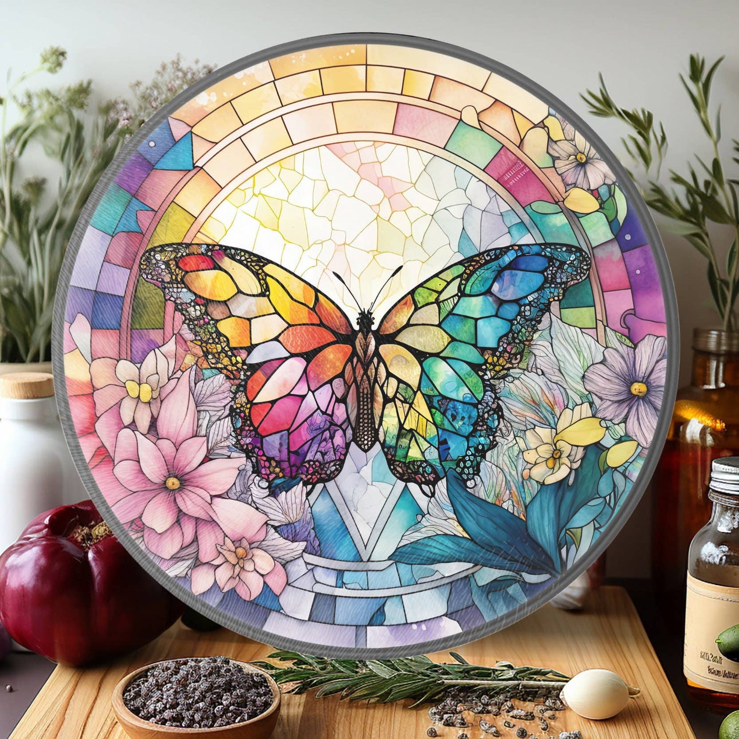 Fernville Creations - Butterfly Charcuterie / Cutting Board, Tempered Glass: 12 - Inch