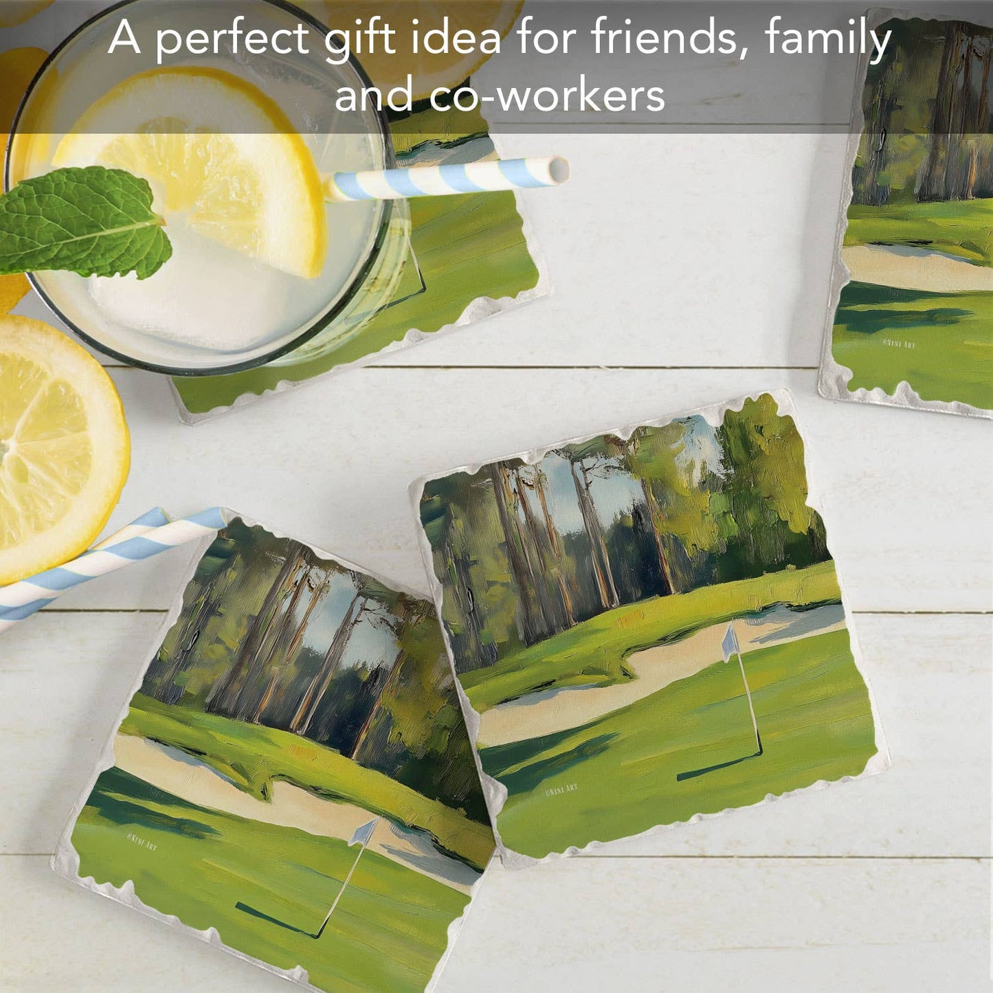 CounterArt/Highland Home/Thirstystone - Golf Course 4 Pack Tumbled Tile Stone Coasters