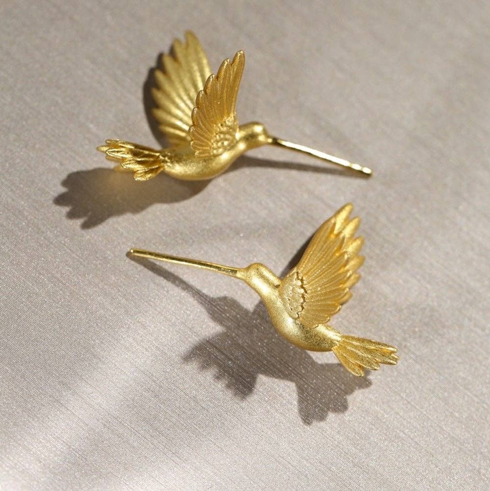 Cici’De Jewelry Amsterdam - Good Luck Birds Ear Studs: Gold