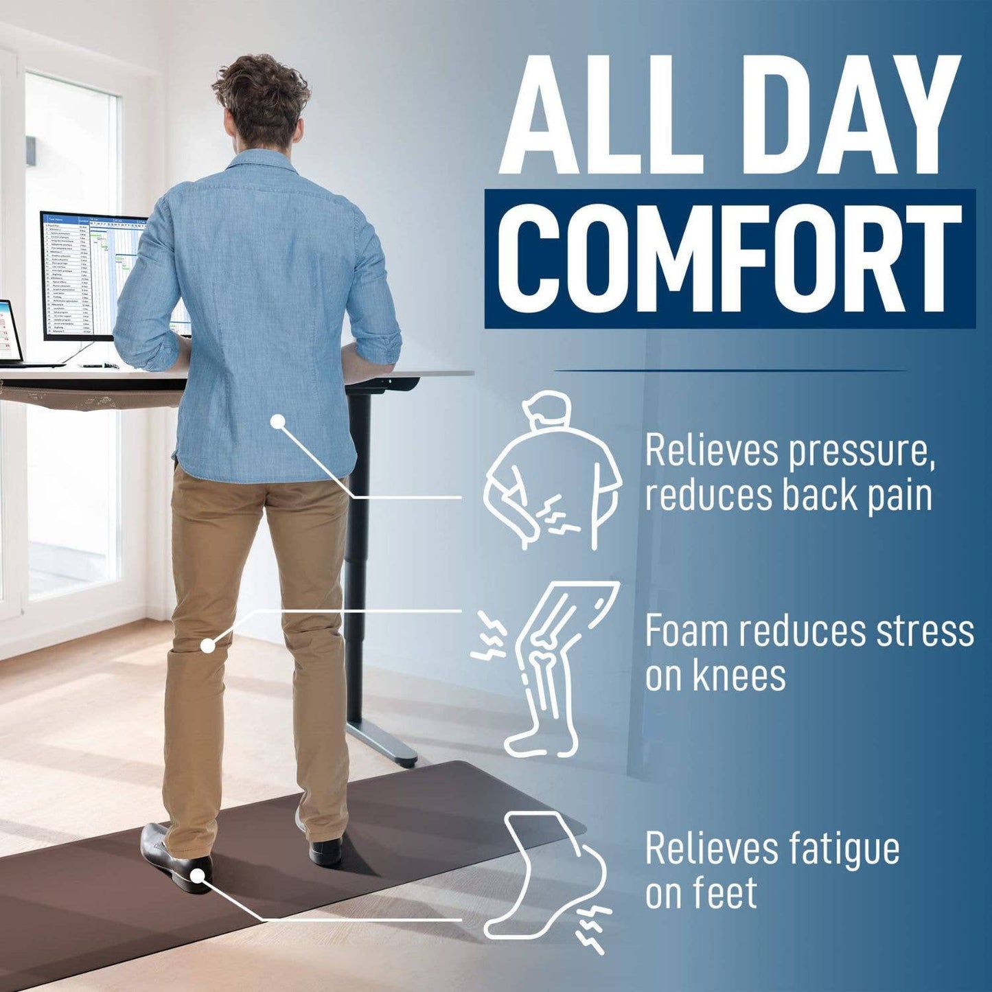 Zulay Kitchen - Anti Fatigue Mat - Thick Non Slip Foam (24X70): Brown