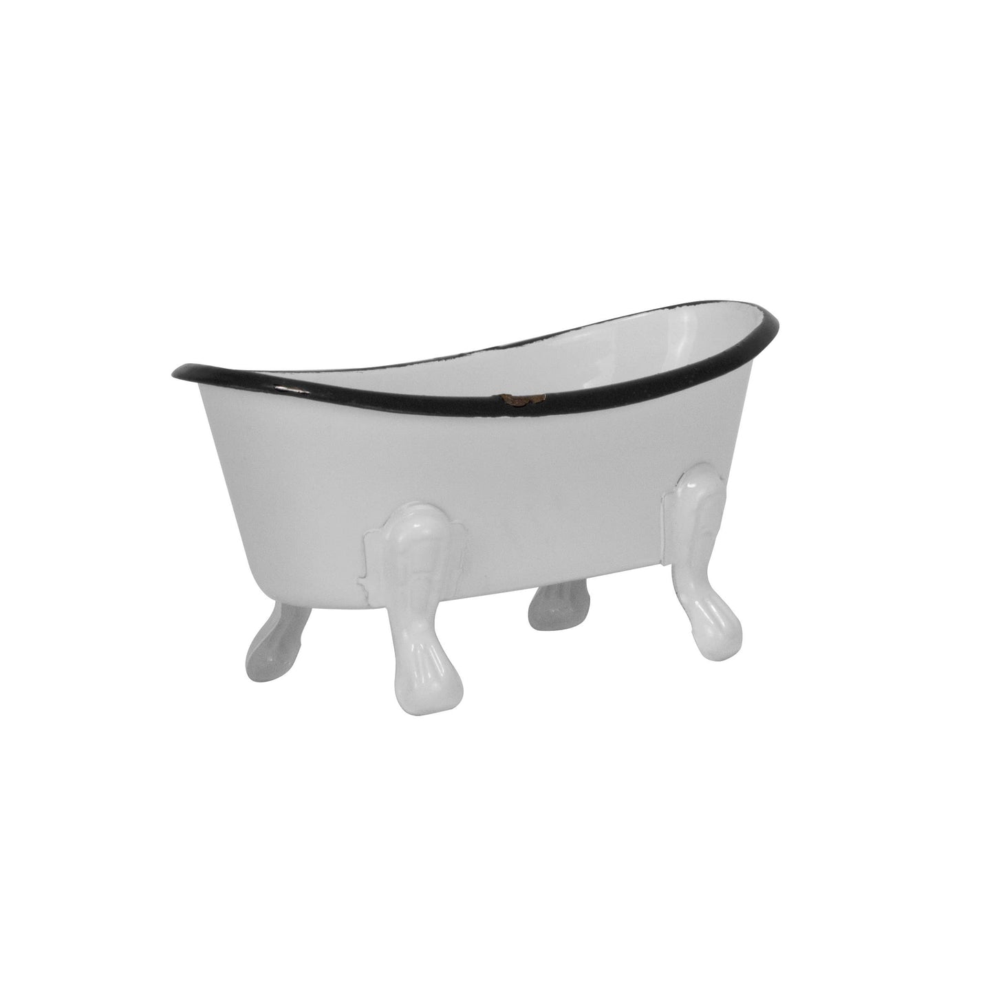 Foreside Home & Garden - Black Distressed Rim White Enamel Bathtub Soap Dish