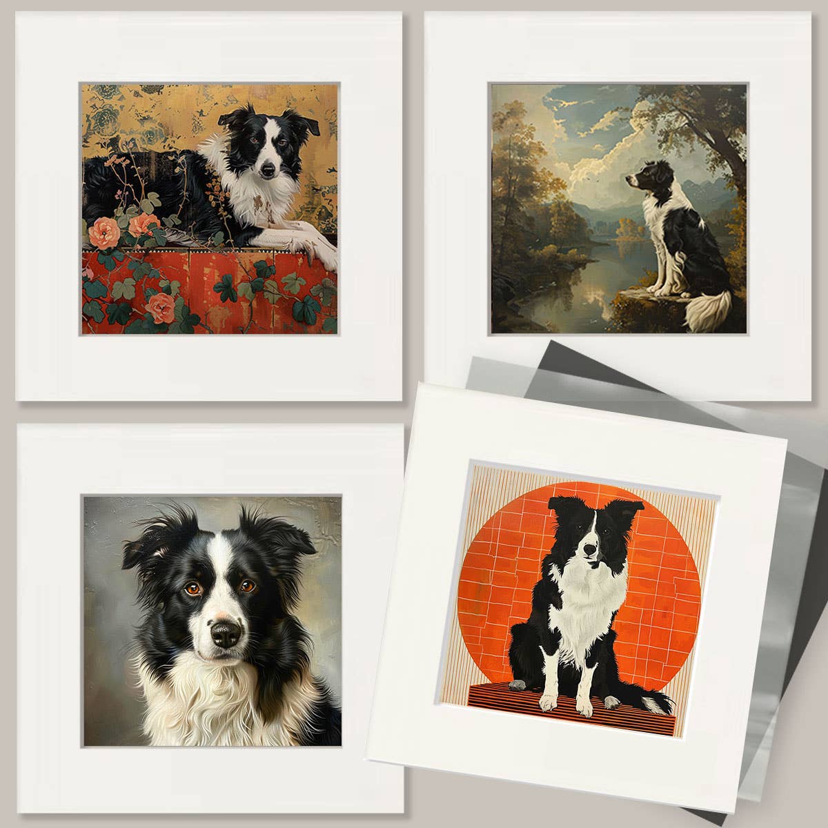 Mowbi - Modern Border Collie Portrait 8"x8" Art Print