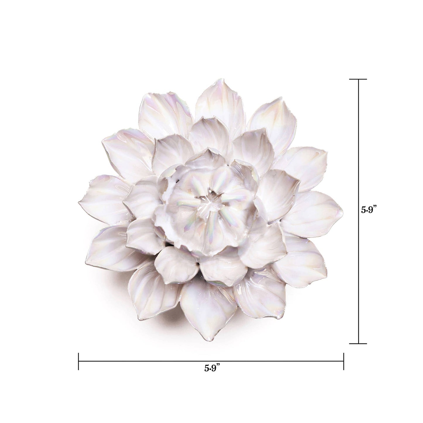 Chive - Coastal White Ceramic Flowers For Tabletop Or Wall Hanging: Ivory Medium Flower