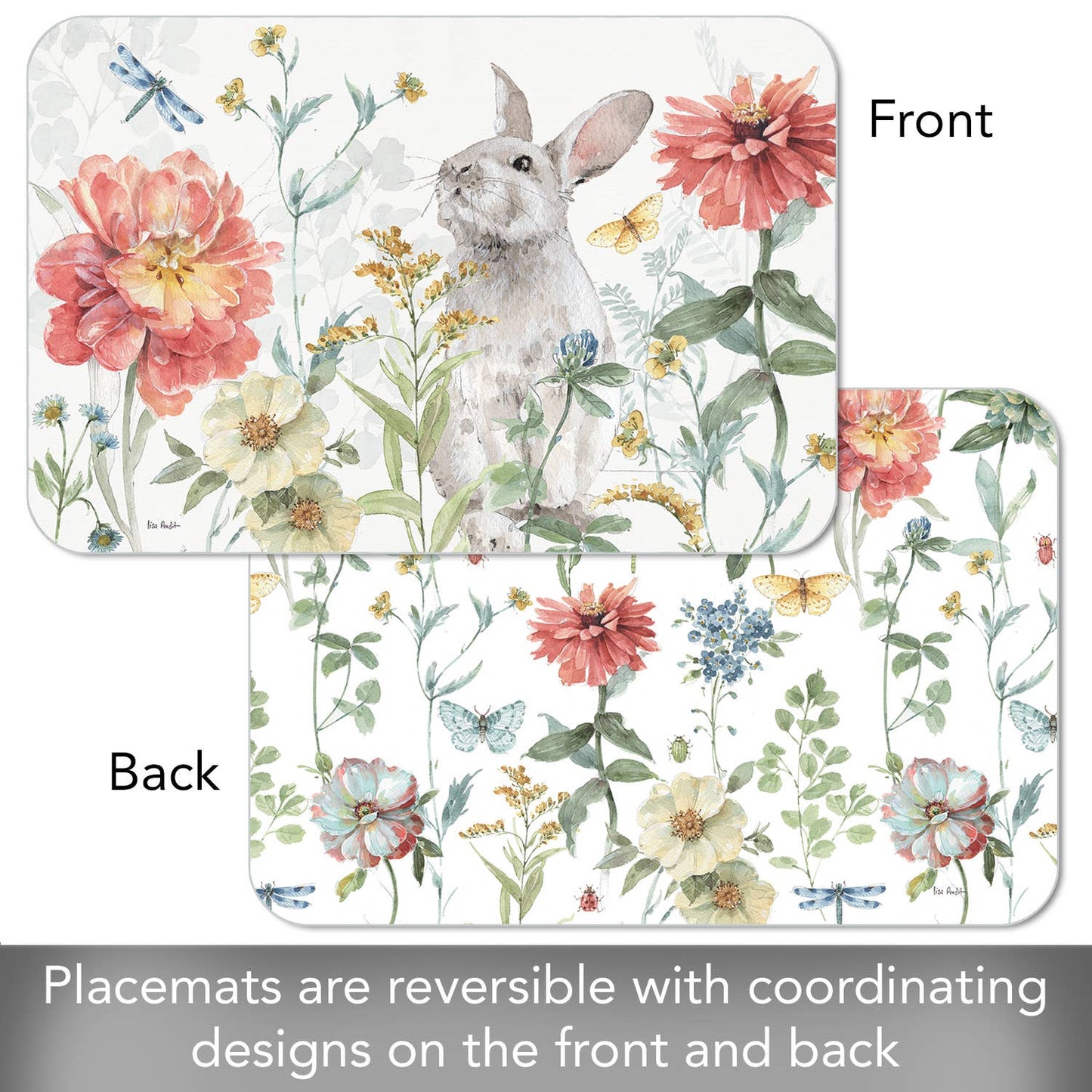 CounterArt/Highland Home/Thirstystone/CoasterStone - Spring Meadow Bunny Reversible Rectangular Plastic Placemat