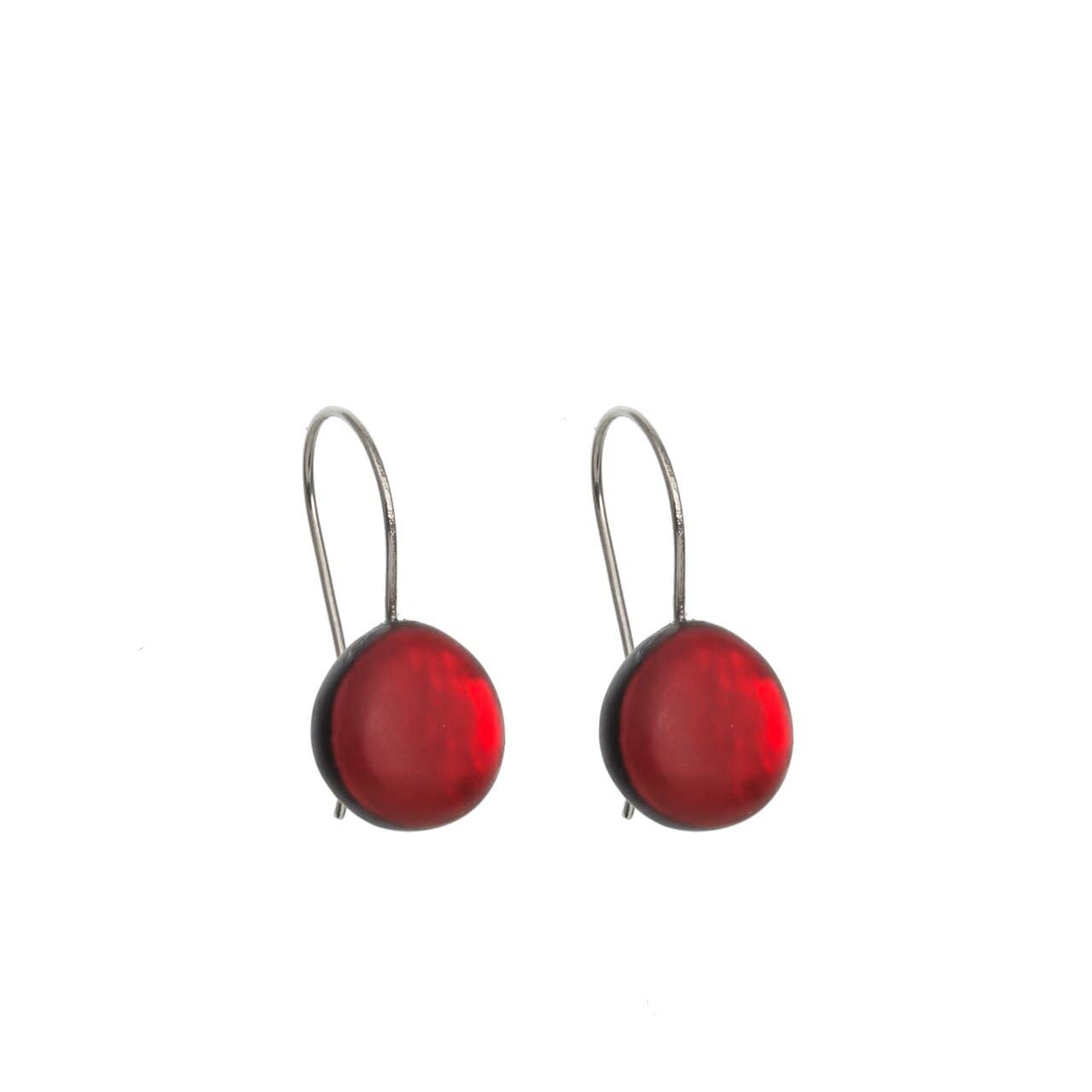 Origin Jewelry - Resin & Shell Drop Earrings - SMALL, Rounded Edge, 0.5": Sapphire