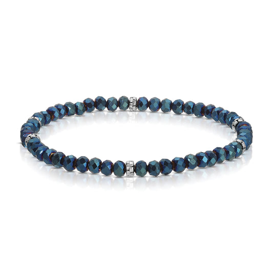 My Fun Colors - Mini Crystal Beaded Stretch Bracelet | So Many Great Colors!: Electric Navy+Silver Accent (MC809S)