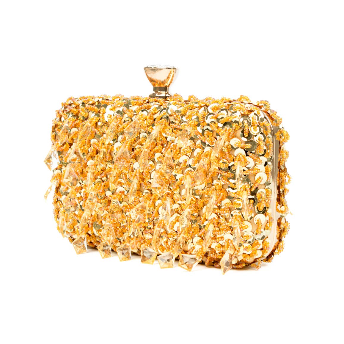PEACH ACCESSORIES - OC3910 embellished beads embellished evening bag: Silver