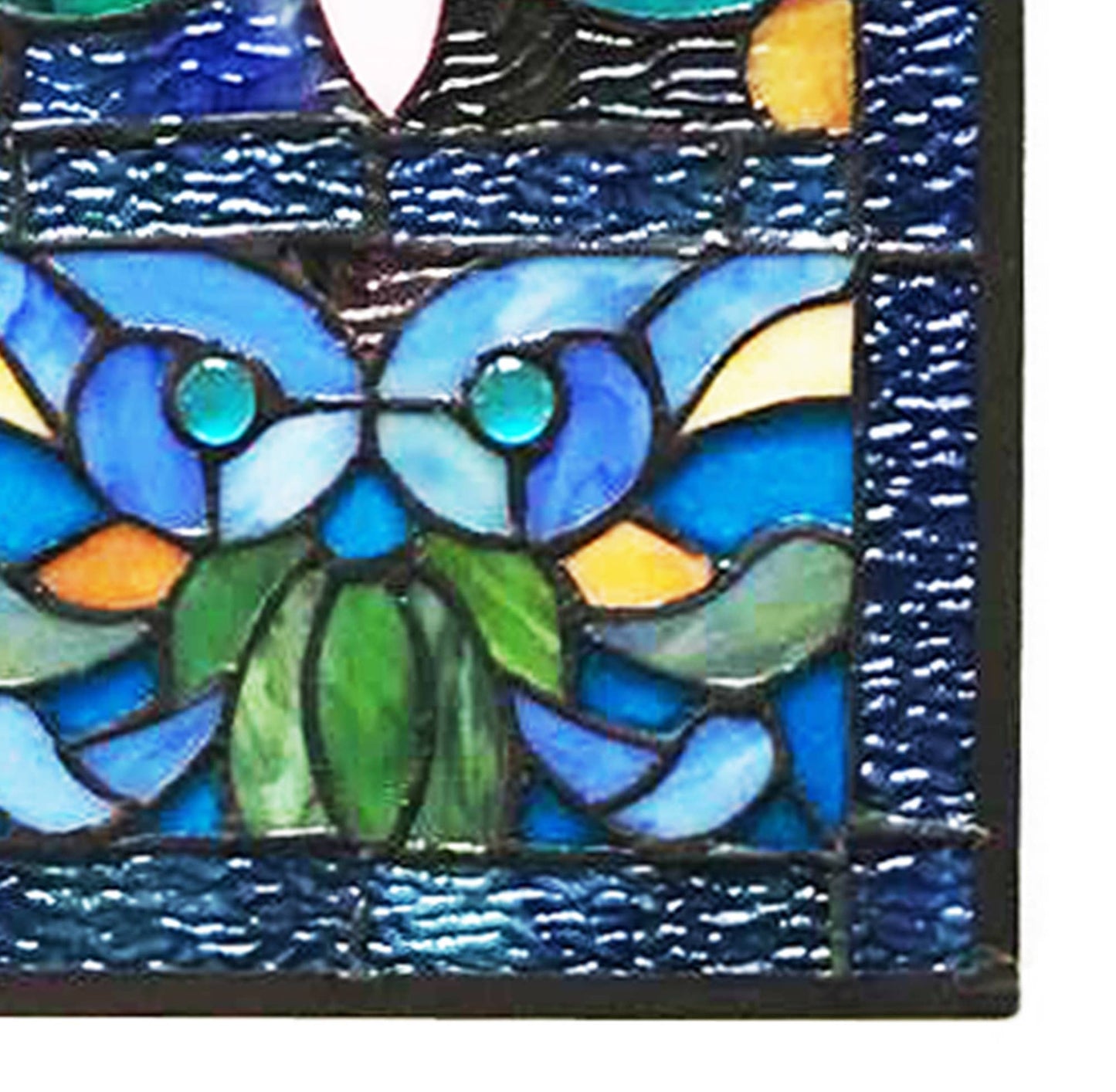 River of Goods - 36"H Lani Victorian Red or Blue Stained Glass Window Panel: Red