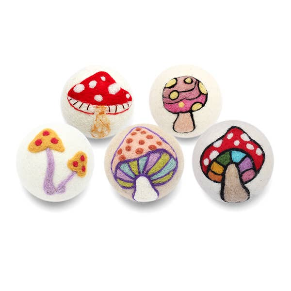 Ethical Global - Mushrooms: Eco Wool Dryer Balls Fair Trade: Colorful Red
