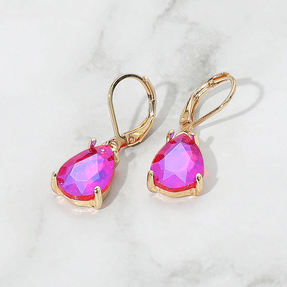 Sensibling Corp. - Teardrop Glass Stone Drop Dangle Earrings: Black