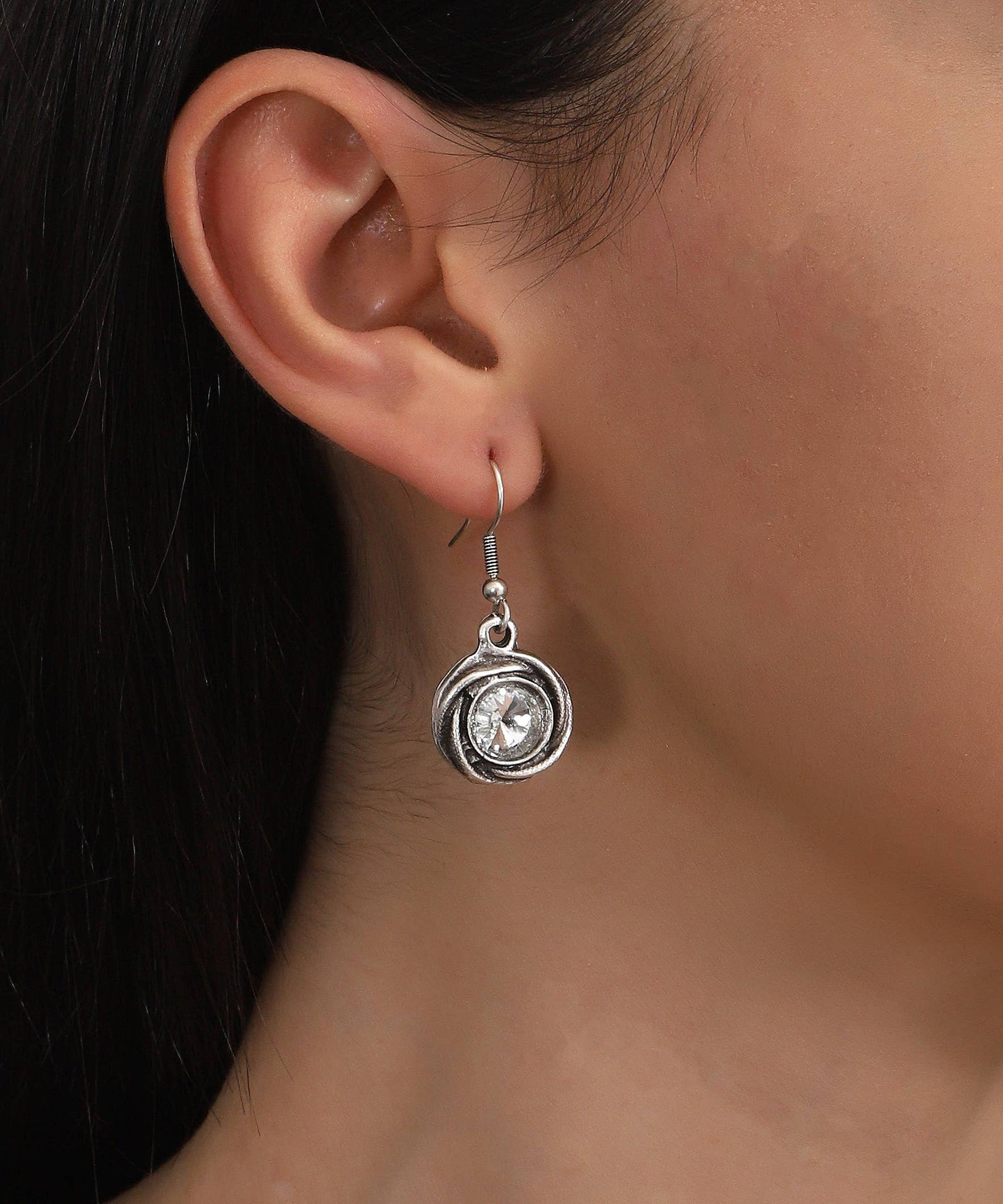 AVENS - Silver Plated Dangle Earrings & Ring Set: Green / Earrings & Ring Set / Crystal Glass Stone