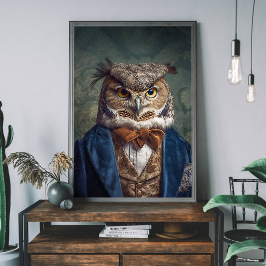 Ink & Drop - Owl Animal Portrait Print: 11 ¾ x 15 ¾ in | 30x40 cm / Matte