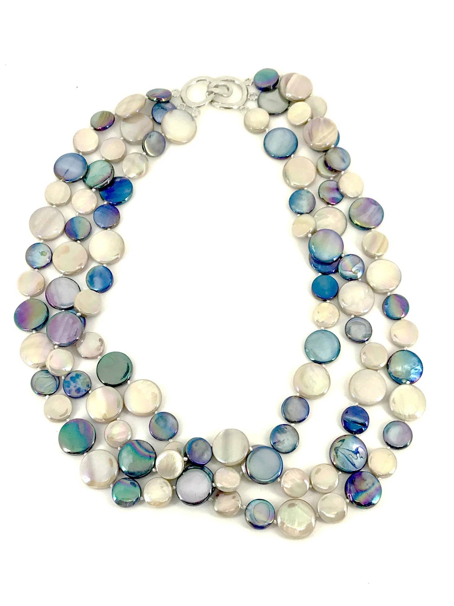 Sea Lily - 252040 - Navy and Taupe 3 Strand MOP Necklace