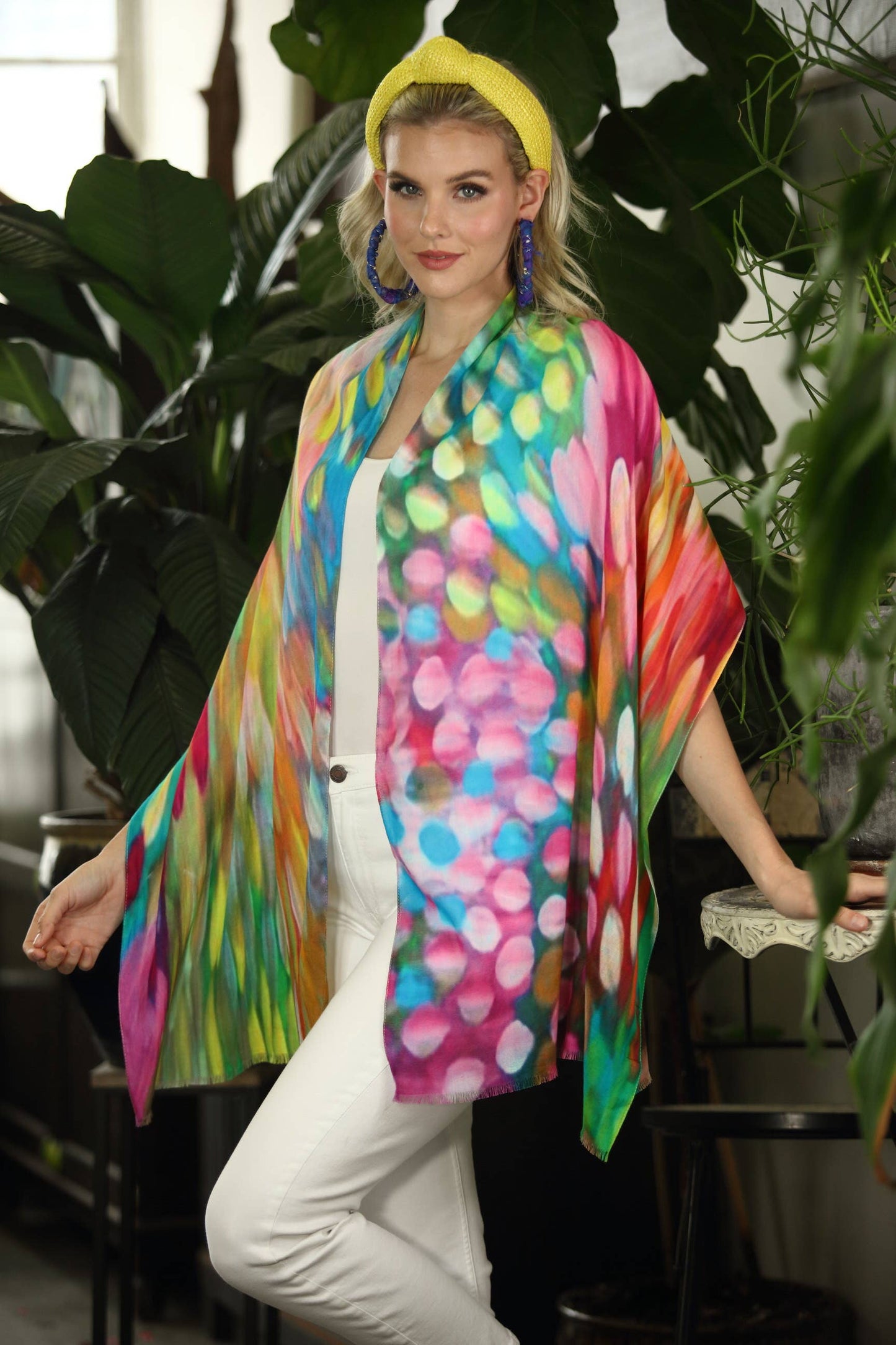 KikiSol - Multi Painted Ovals Cotton Modal Scarf