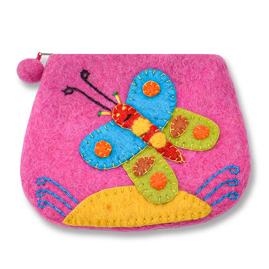 BNB Crafts Inc. - Felted Butterfly with Flower Coin Purse: Pink