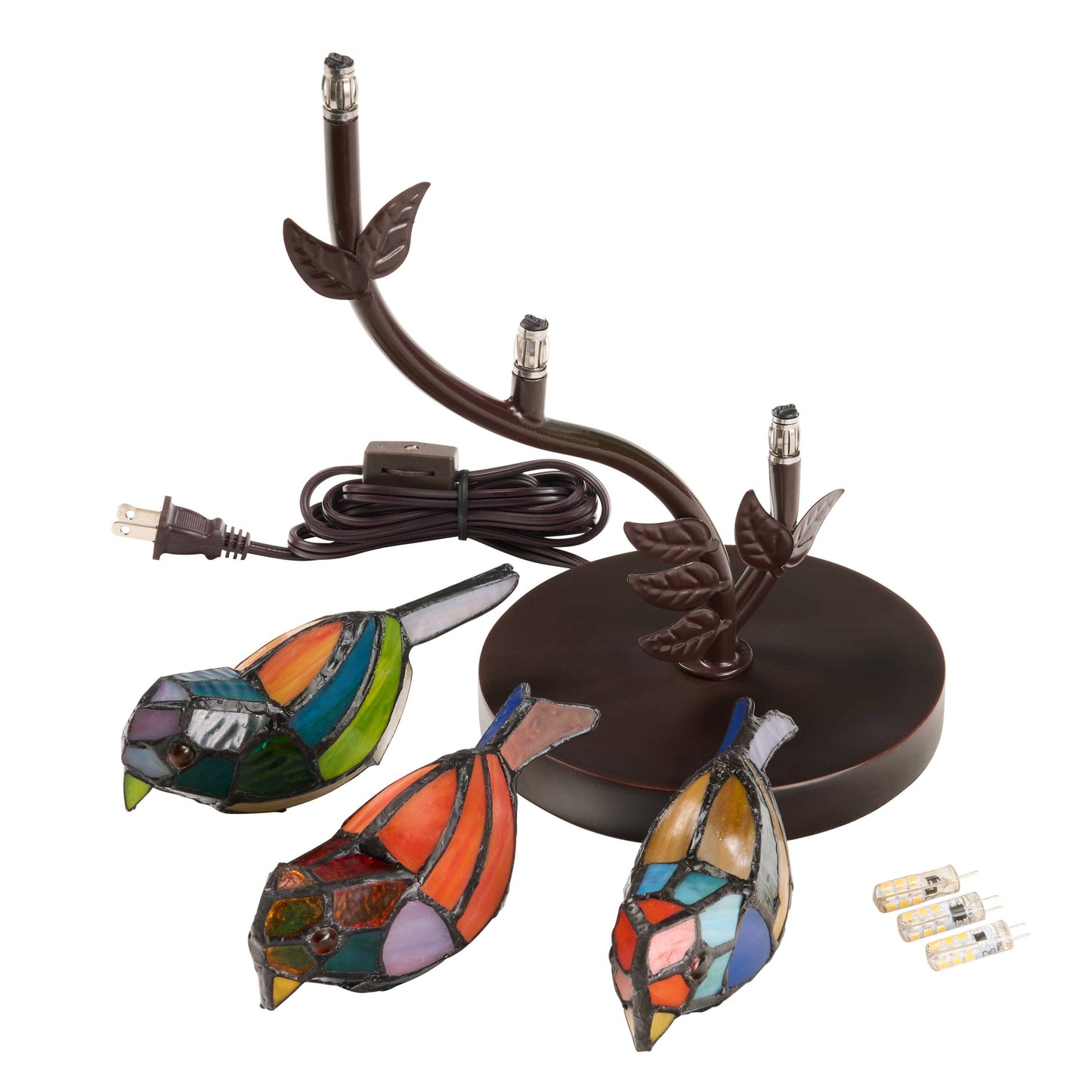 River of Goods - 15"H Tiffany-Style Stained Glass Bird Novelty Table Lamp