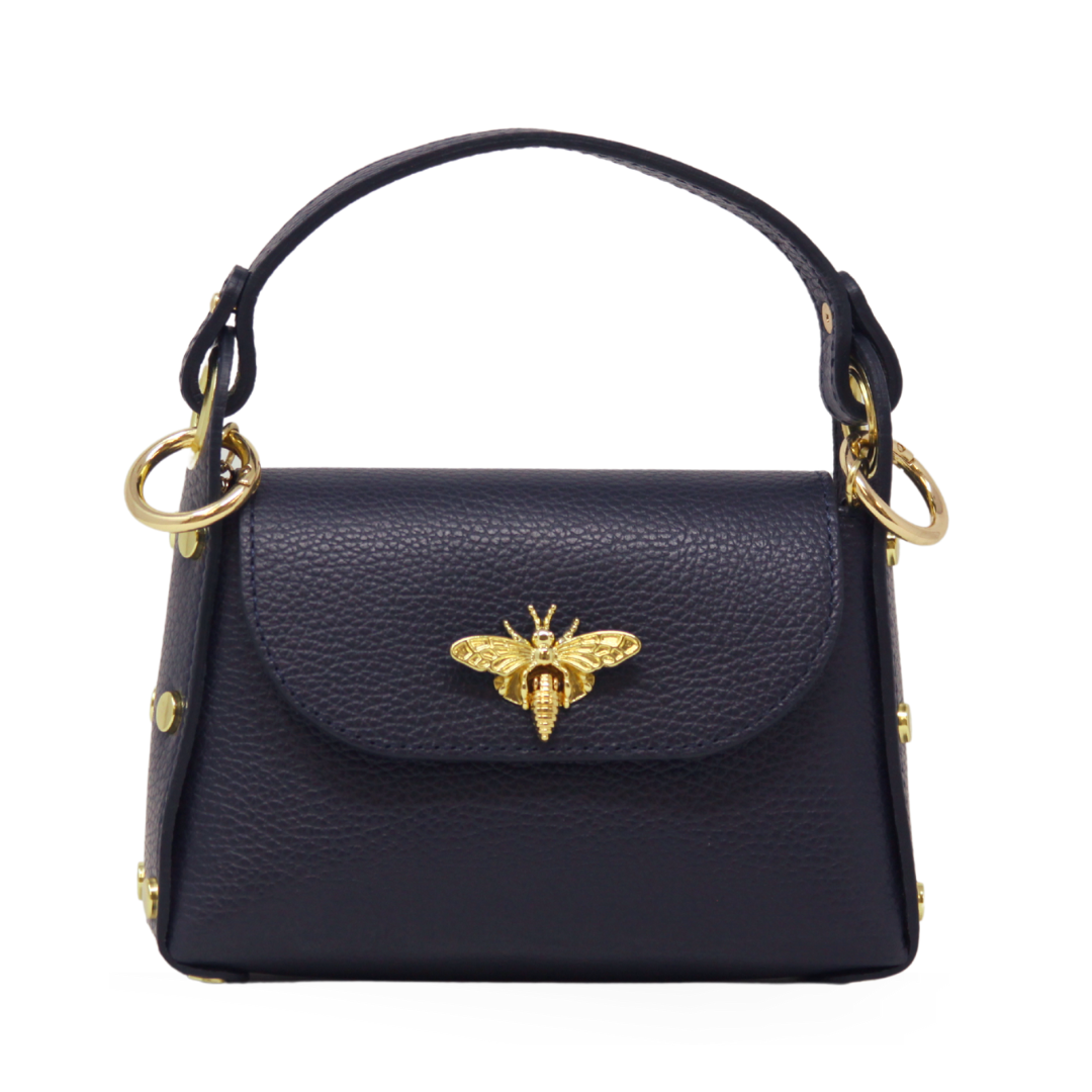 German Fuentes Handbags - GF1085 GENUINE ITALIAN LEATHER BUTTERFLY MINI BAG: NAVY BLUE
