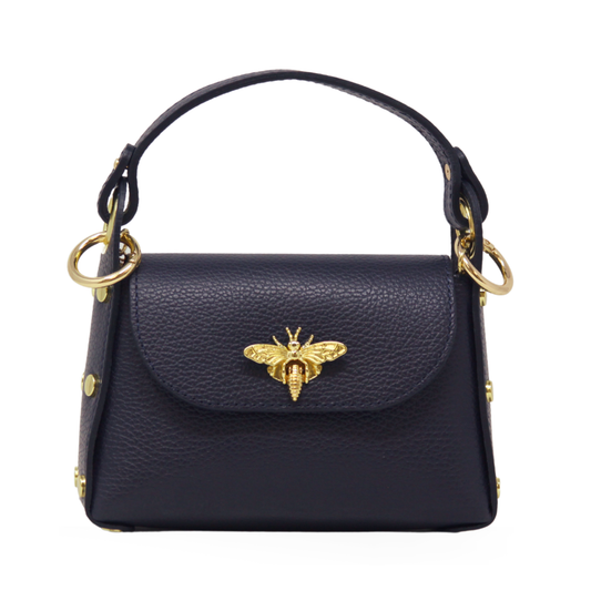 German Fuentes Handbags - GF1085 GENUINE ITALIAN LEATHER BUTTERFLY MINI BAG: NAVY BLUE