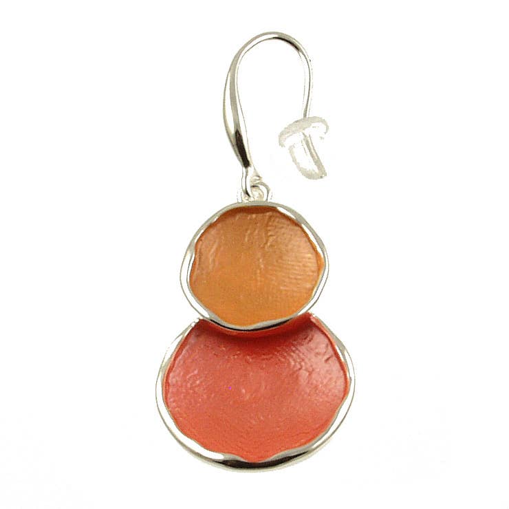 Origin Jewelry - Double Circle Overlay Earrings: Silver Green