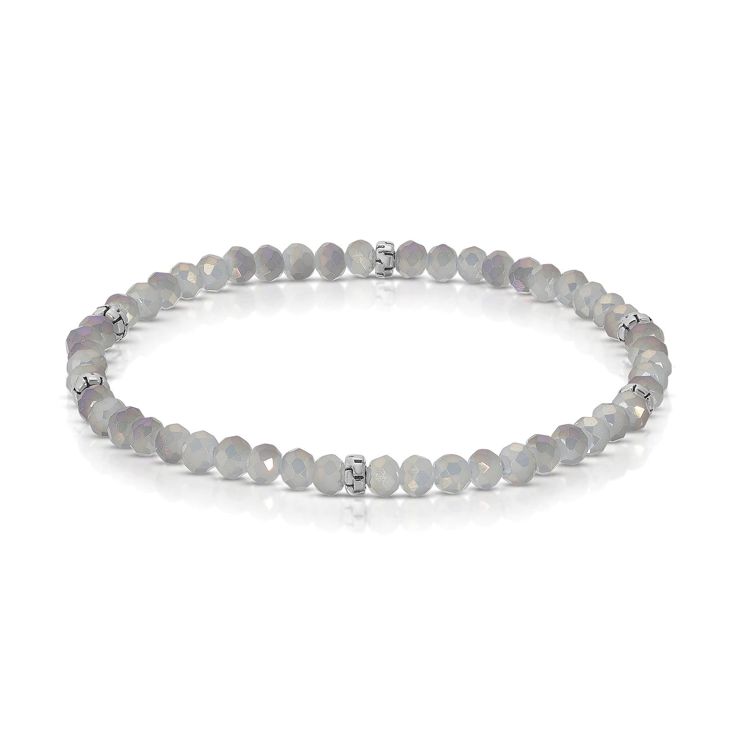 My Fun Colors - Mini Crystal Beaded Stretch Bracelet | So Many Great Colors!: Heather+Silver Accent (MC914S)