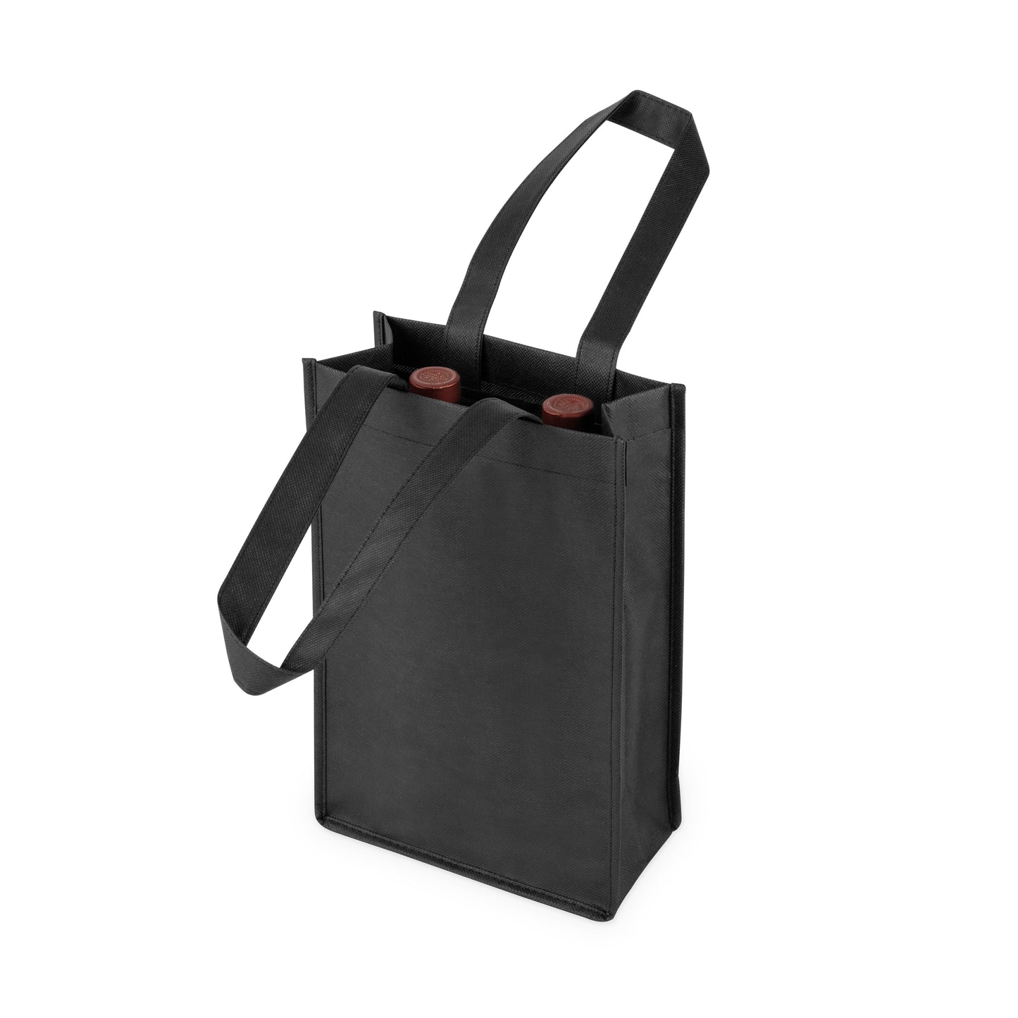 TRUE - Reusable Non-Woven Wine Bottle Tote- Black - ASSORTED SIZES: 1 - Bottle