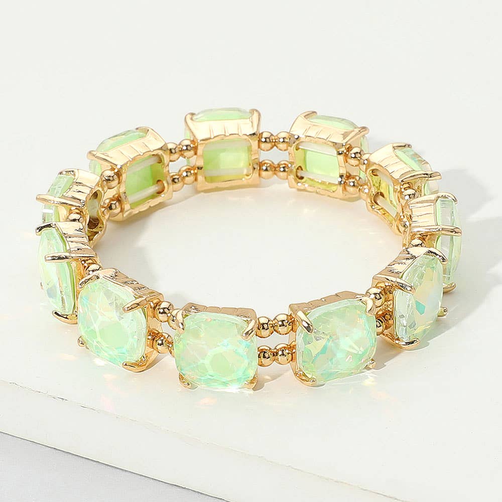 Sensibling Corp. - Cushion Square Stone Stretch Evening Bracelet: GCL