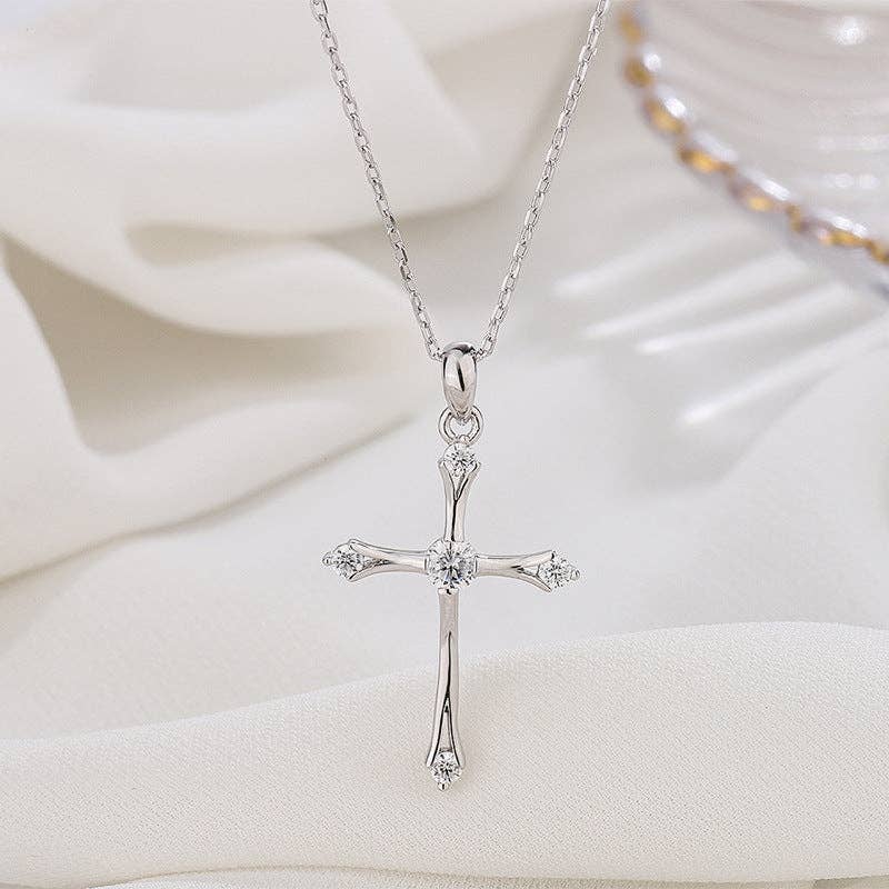 Perimade & Co. LLC - Dainty Cross Charm Pendant Necklace in 925 Sterling Silver: Gold