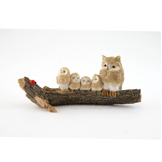 Top Land Trading - Owl Family On Tree Log