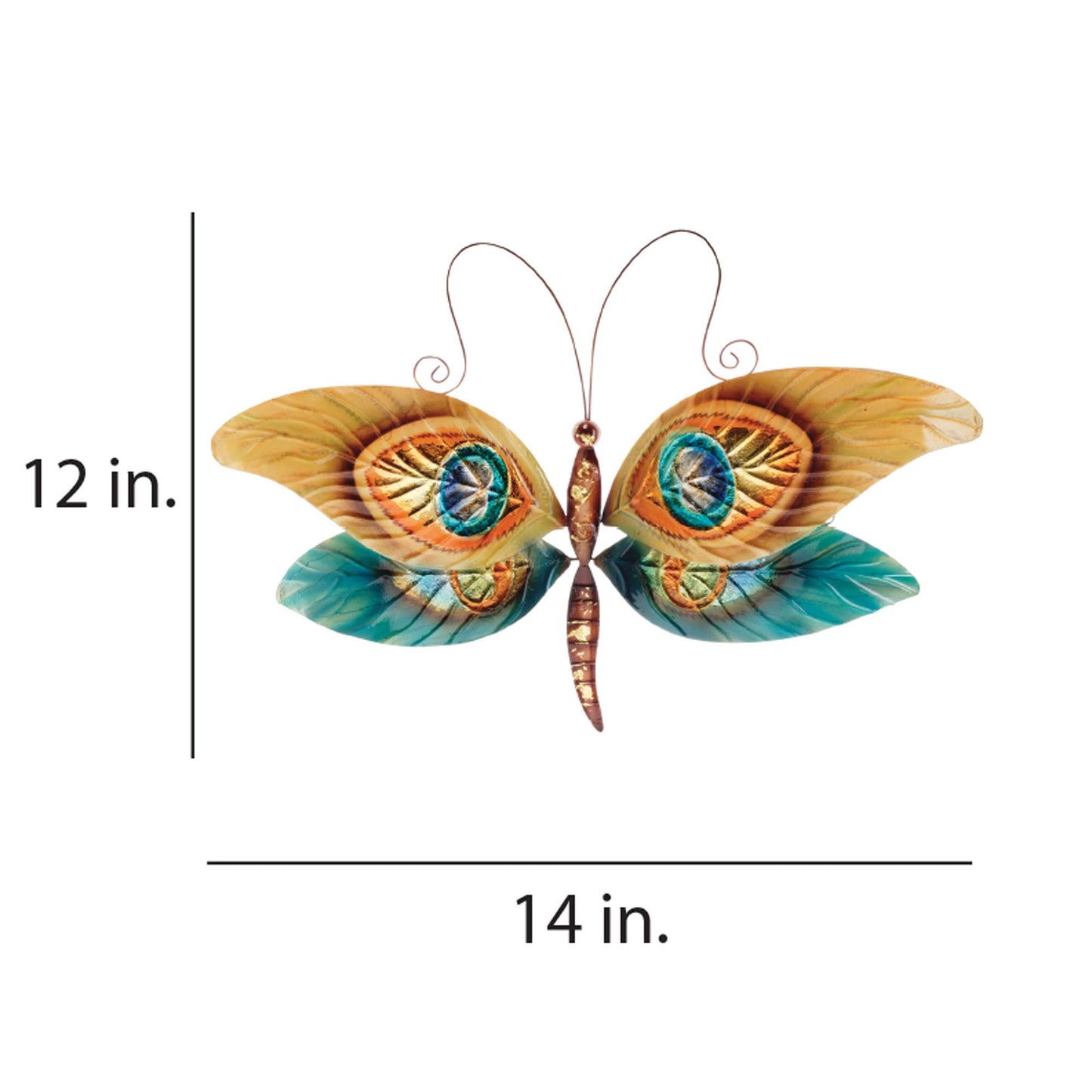 Eangee Home Design - Dragonfly Wall Decor Peacock, Capiz & Metal, Outdoor Safe