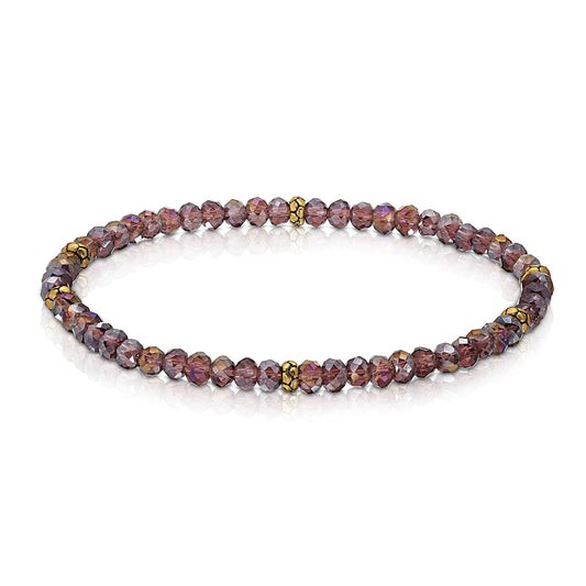 My Fun Colors - Mini Crystal Beaded Stretch Bracelet | So Many Great Colors!: Plum ab+Gold Accent (MC912G)