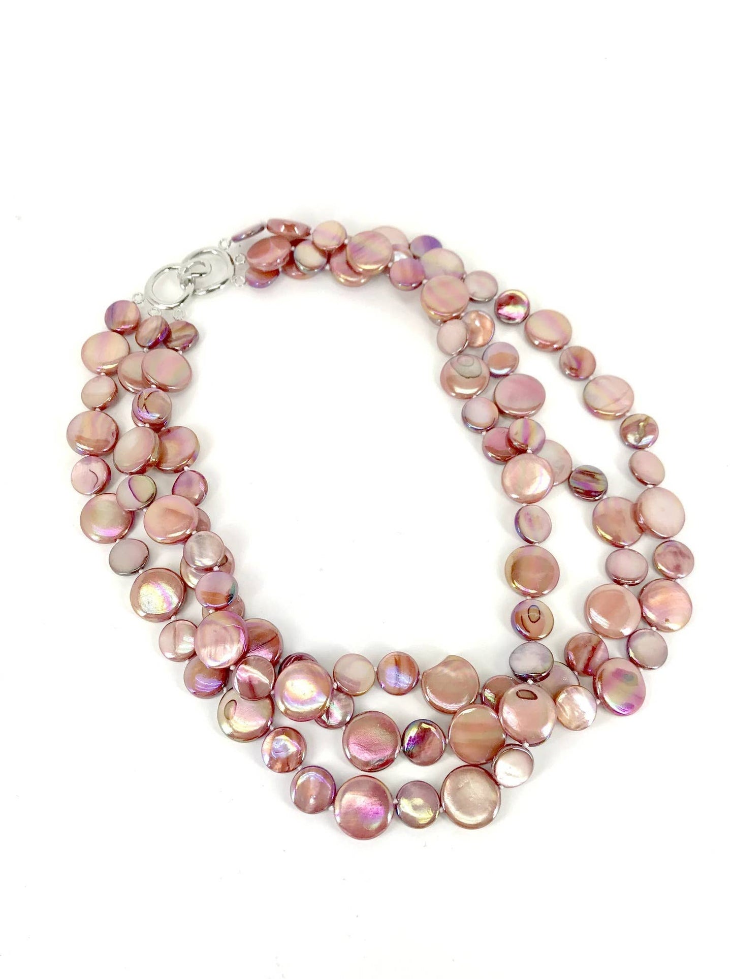 Sea Lily - 252046 - Salmon 3 Strand MOP Necklace