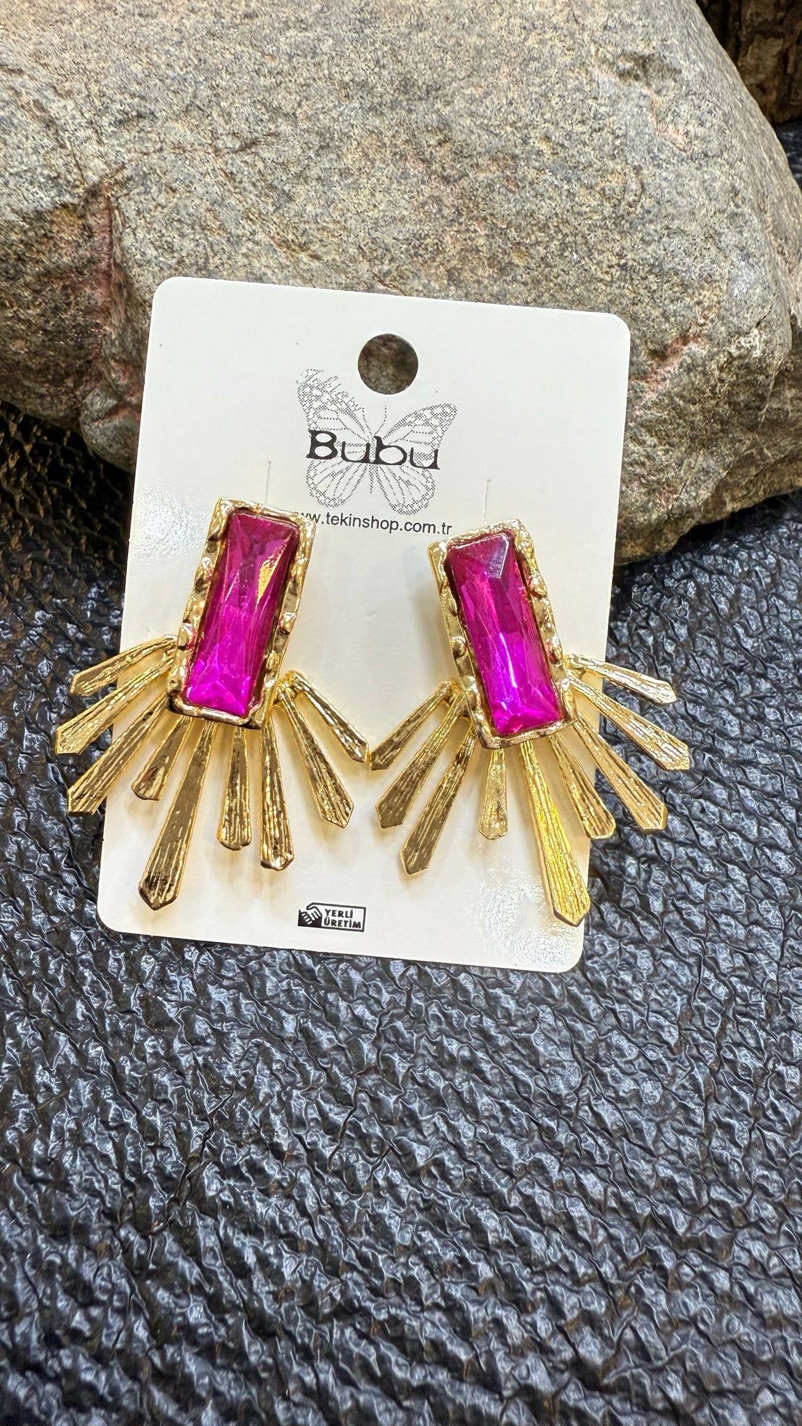 BUBU BY TEKIN SHOP - Sunburst Design EARRİNGS : Pink