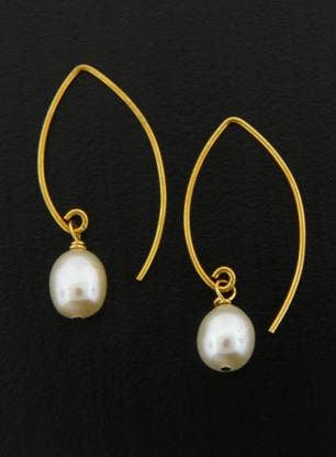 Sosie Designs - Gold Marquis White Pearl Earrings