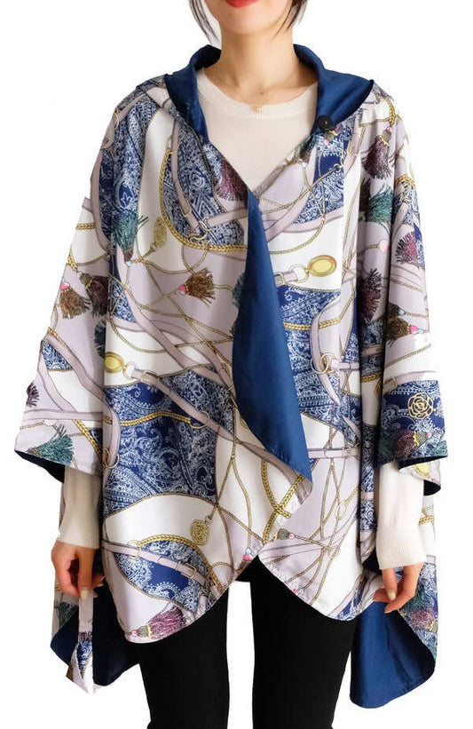 Winding River - Rain Navy Reversible Rain Cape - Buckles Collection