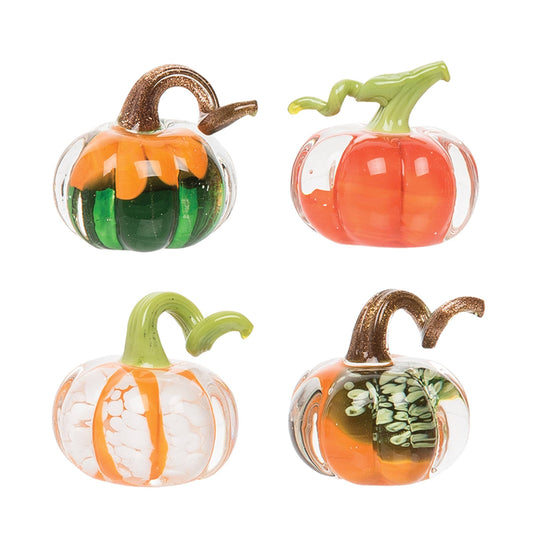 C&F Home - Fall/Harvest Mini Art Glass Pumpkin Figurine Set 4