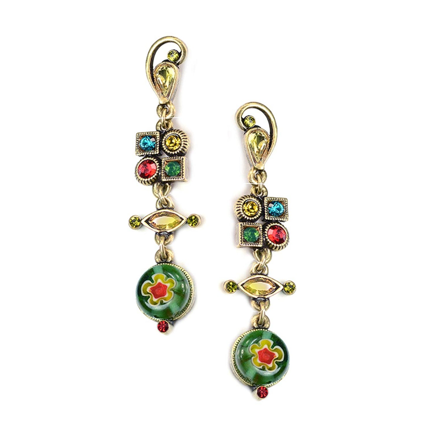 Sweet Romance Jewelry - Millefiori Glass Modern Art Earrings E512: BL - Blue