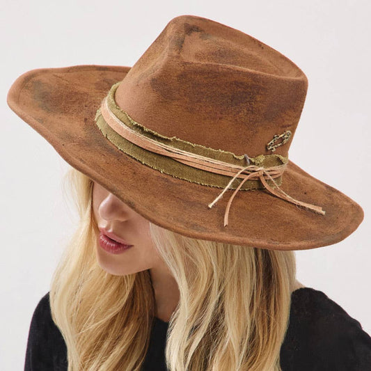 Sensibling Corp. - Vintage Distressed Twine Band Rustic Cowgirl Western Fedora Hat