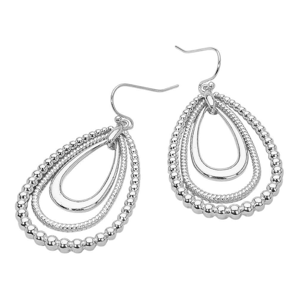 Sensibling Corp. - Metal Bubble Layered Teardrop Dangle Earrings: Gold