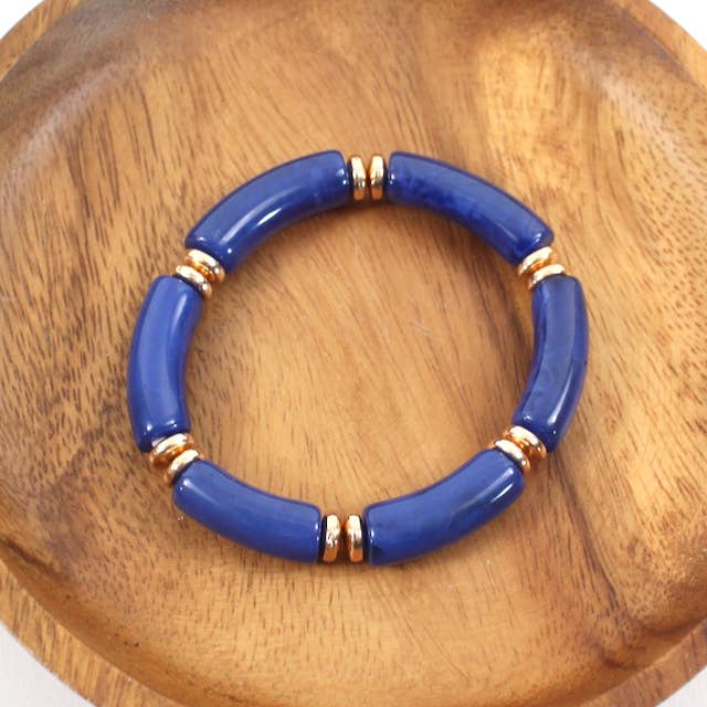 Pretty Persuasions - B22022 Tube Bead Stretch Bracelet: 08 Brown