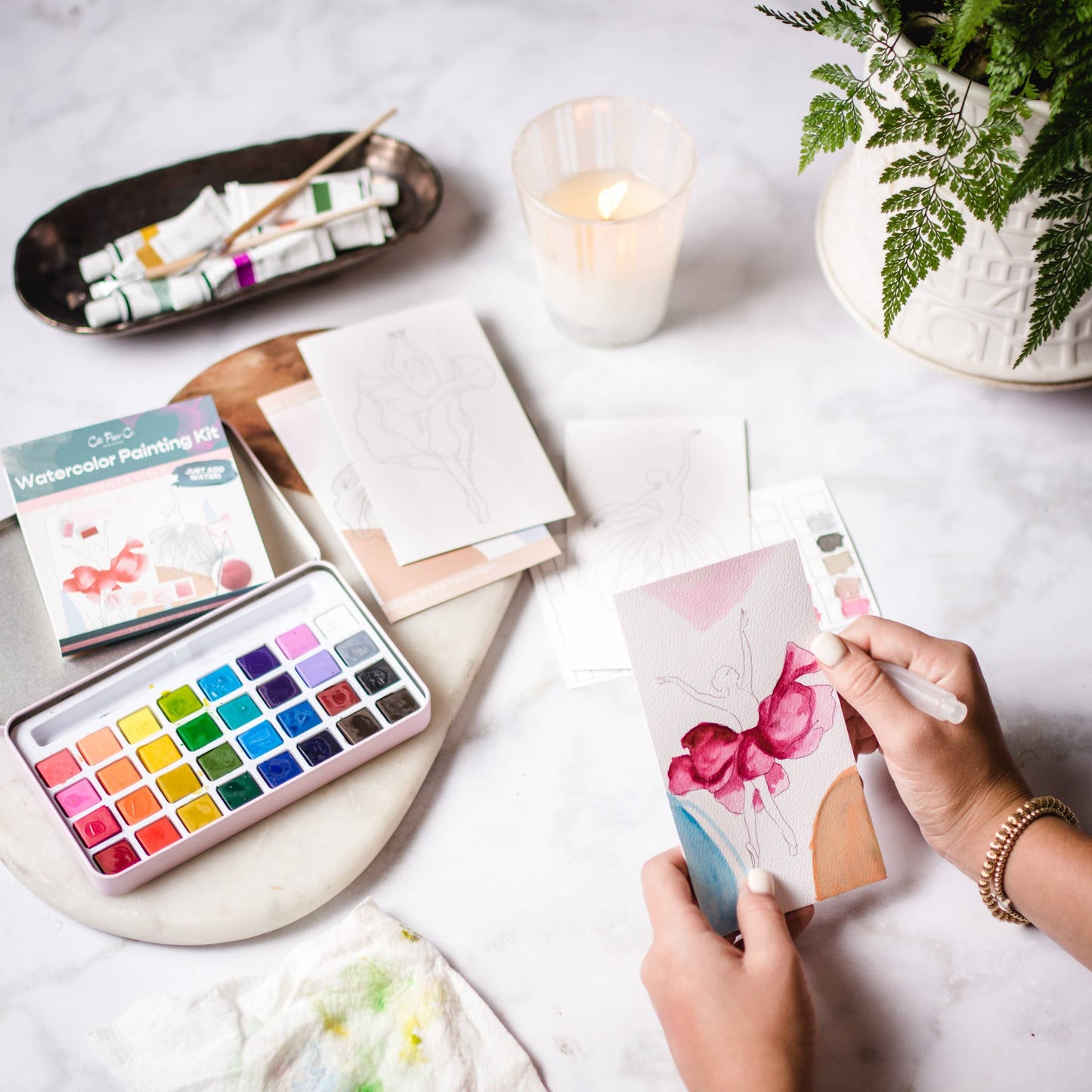 Cate Paper Co. - Flower Girls watercolor painting kit