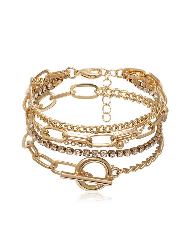 Elanora - Original Simple Rhinestone Chains Bracelet: GOLD / One_size