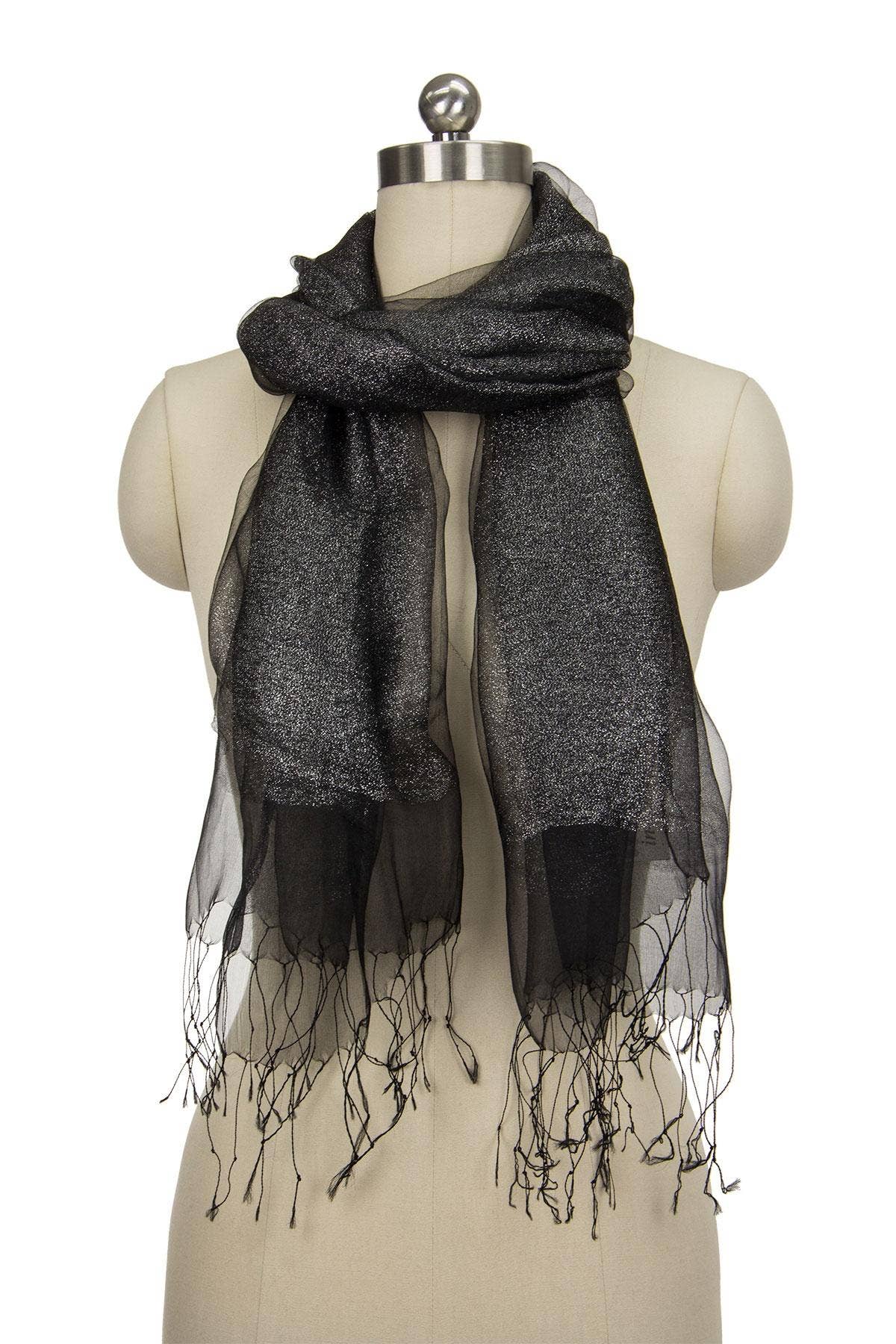 SAACHI - Glitz Silk Scarf: Black