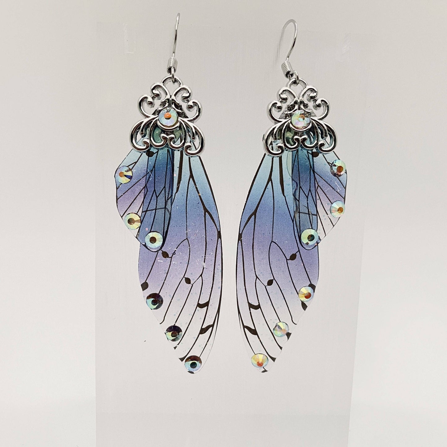 Mio Queena - Handmade Fairy Wings Earrings Insect Butterfly Wing: Purple Pink Rose Gold