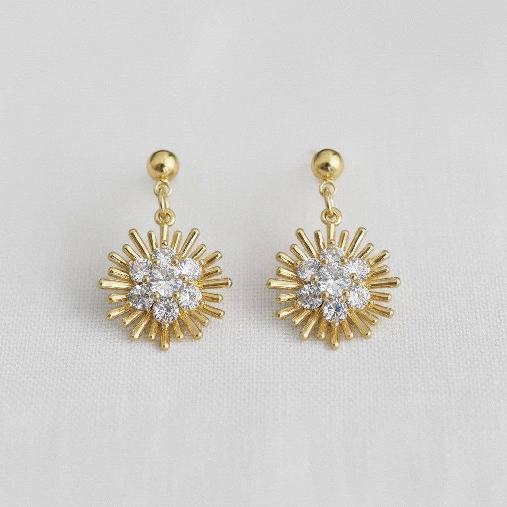 Ellemadera - Floral Gemstone Blossom Drop Earrings