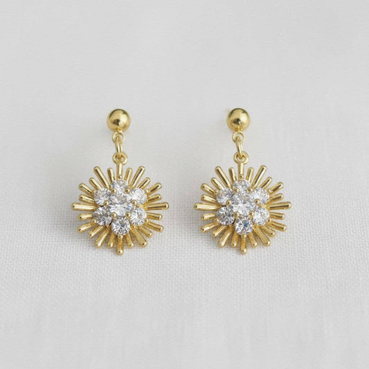 Ellemadera - Floral Gemstone Blossom Drop Earrings