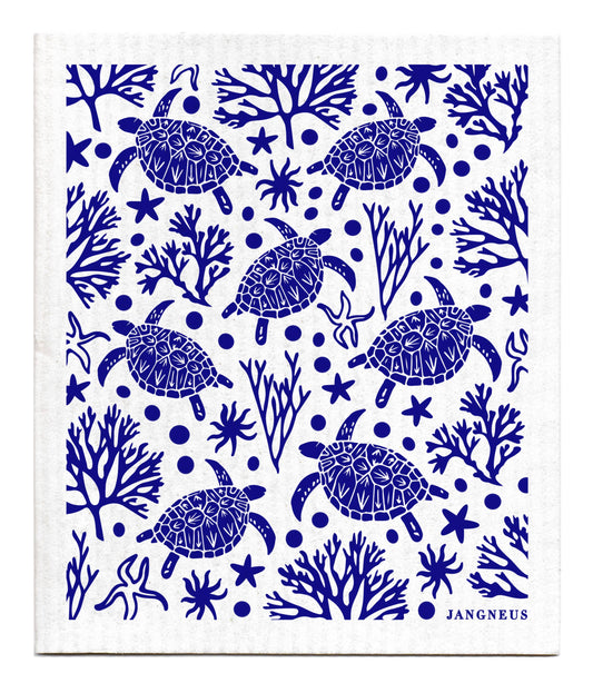 Jangneus - Swedish Dishcloth - Turtle - Blue: Blue